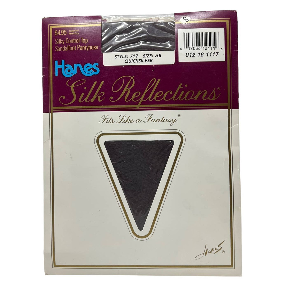 HANES SILK REFLECTIONS Control Top Sandlefoot Pantyhose 717 Size AB Quicksilver
